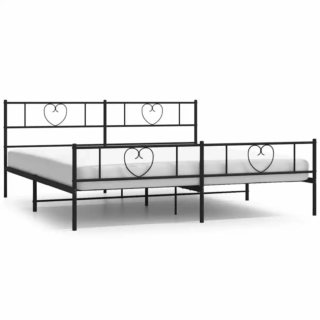 Giroletto con Testiera e Pediera-Struttura Letto Metallo Nero 193x203 cm 865919
