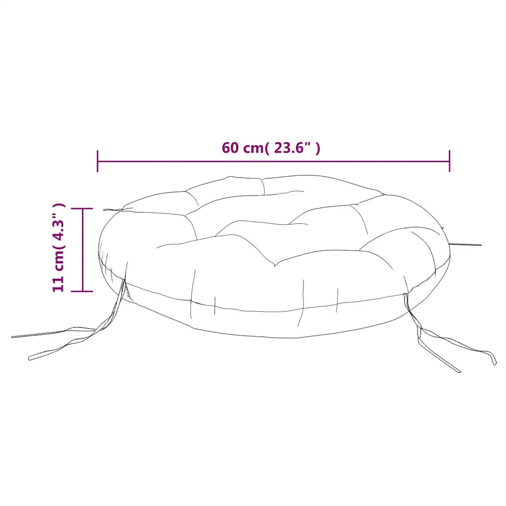 Cuscino Rotondo Grigio Motivo a Quadri Ø 60x11cm Tessuto Oxford