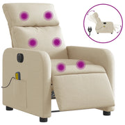 Poltrona Reclinabile Massaggiante | Sedia Relax Elettrica Crema in Tessuto