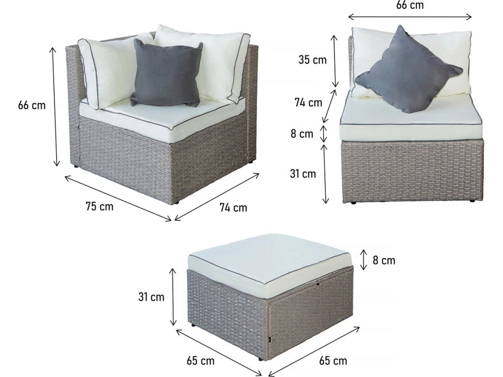 Mobile da giardino basso in resina intrecciata "Kuba" - Grigio