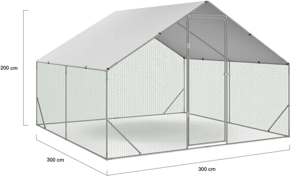 Recinto per pollaio 9 m² Parco a rete 3x3 M Acciaio galvanizzato