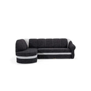 Divano angolare sinistro convertibile BENANA 250 cm nero e bianco con contenitore