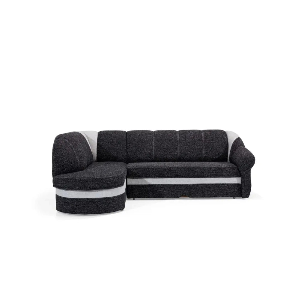 Divano angolare sinistro convertibile BENANA 250 cm nero e bianco con contenitore