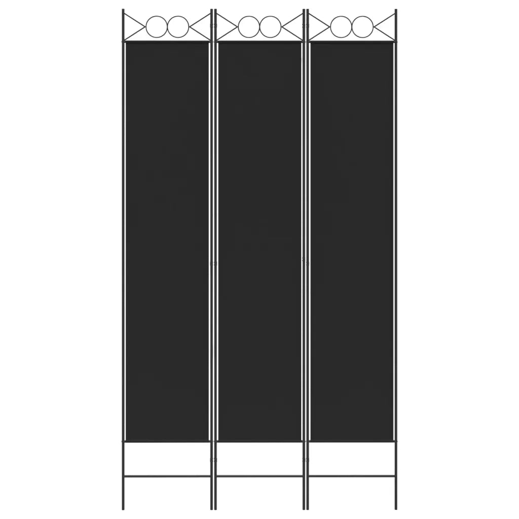 Divisorio a 3 Pannelli Nero 120x220 cm in Tessuto 350165