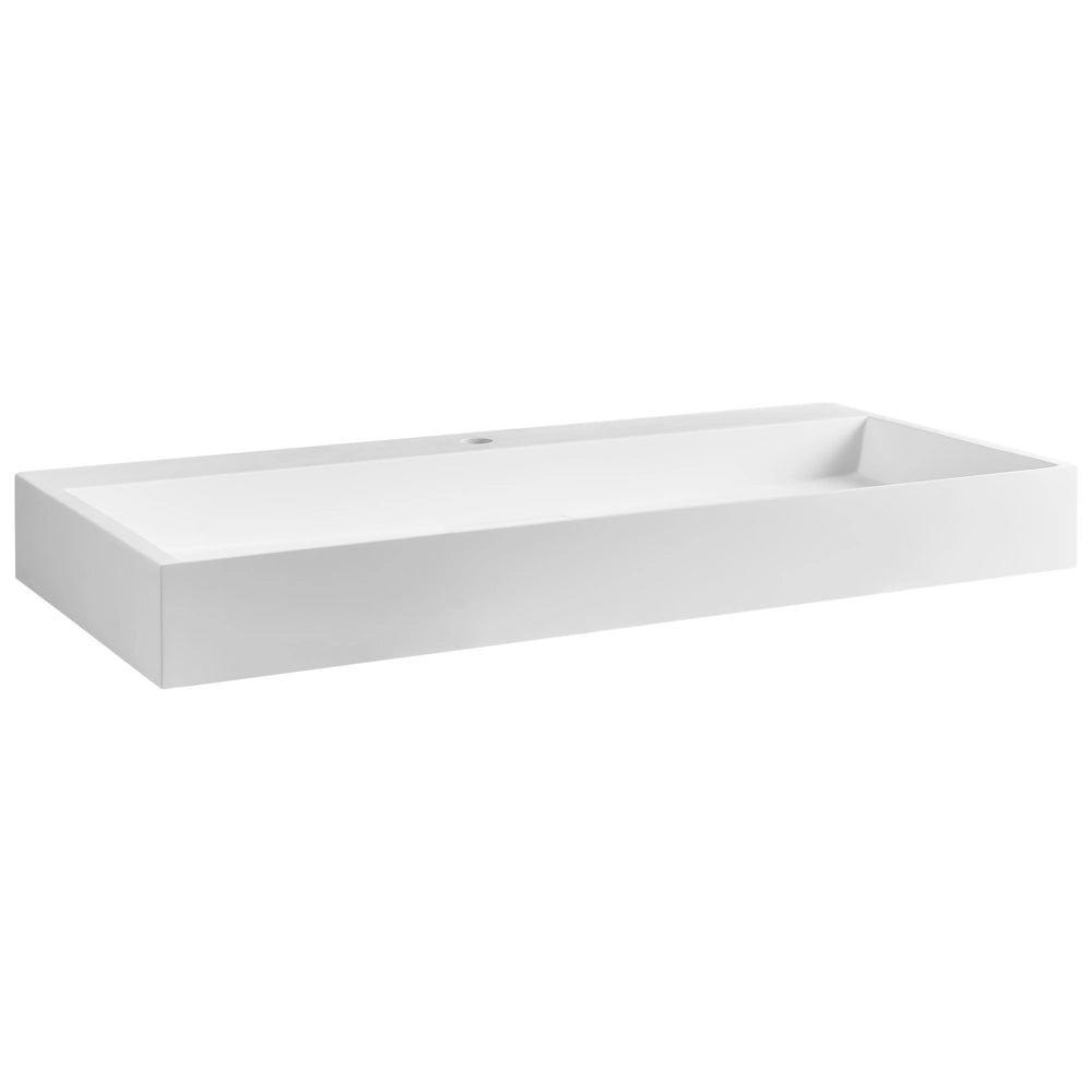 Lavabo bagno classico rettangolare in ceramica finitura lucida 100 x 46 cm Bianco Lavello da bagno rettangolare