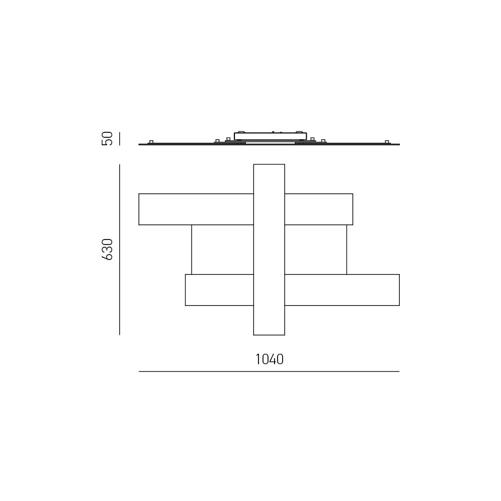 Applique led design moderno 50W - Struttura geometrica in acciaio, luce calda 3000K, 2620lm, larghezza 104 cm, IP20