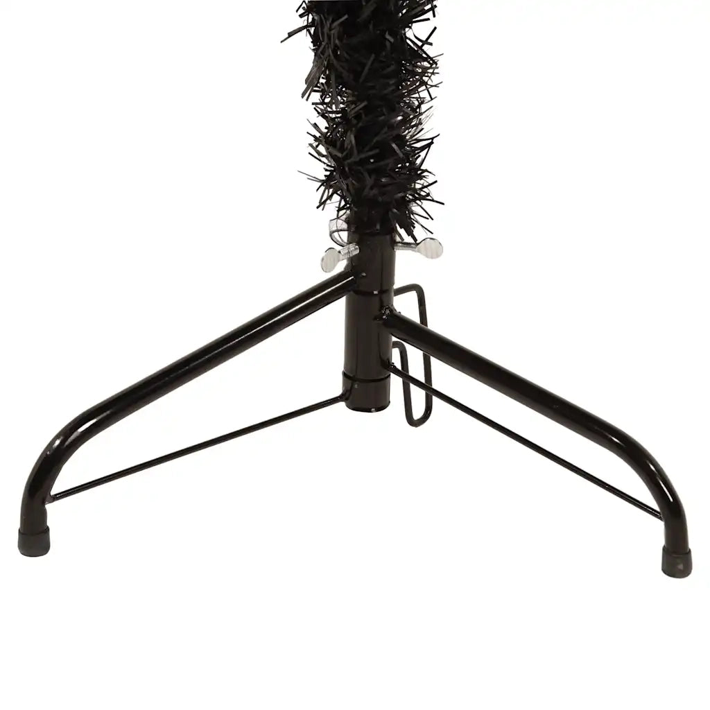 Albero Natale Artificiale Sottile a Metà e Supporto Nero 210 cm 344577