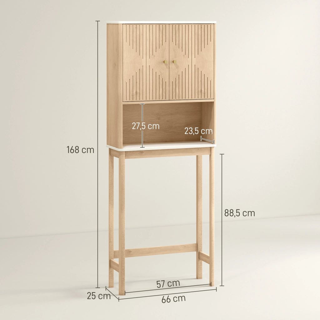 Armadietto Sottolavabo con Ante ¨C Zephmum ¨C Legno Rovere 66x25x168 cm