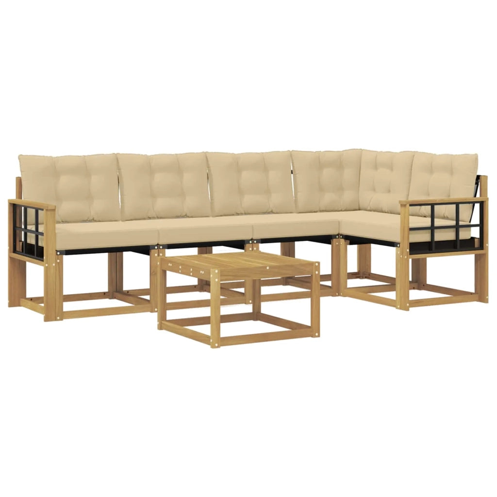 Set di divani da esterno con cuscino 6 pcs Bianco e Beige