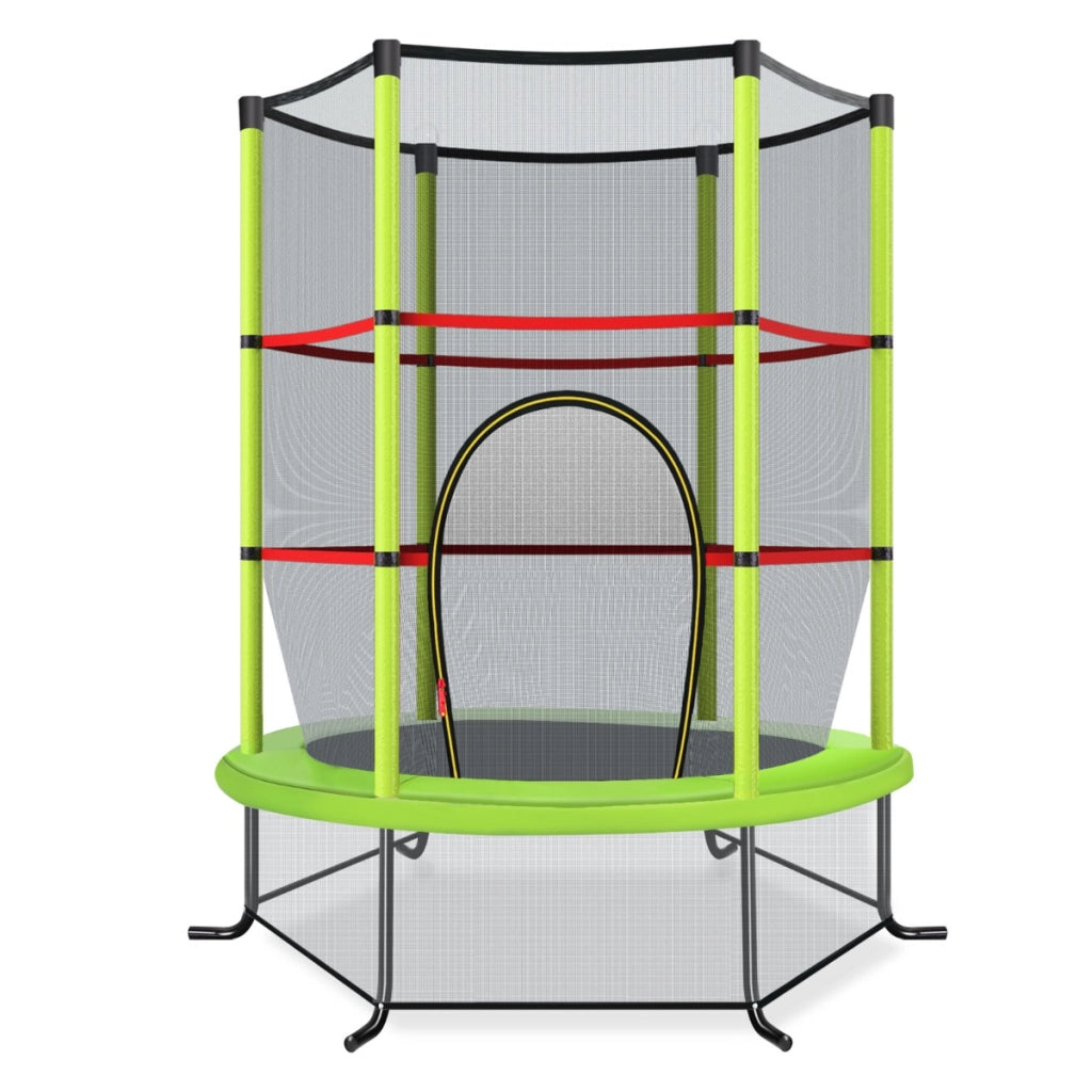 Tappeto elastico per bambini con rete di sicurezza, Tappeto elastico con struttura in acciaio resistente Verde