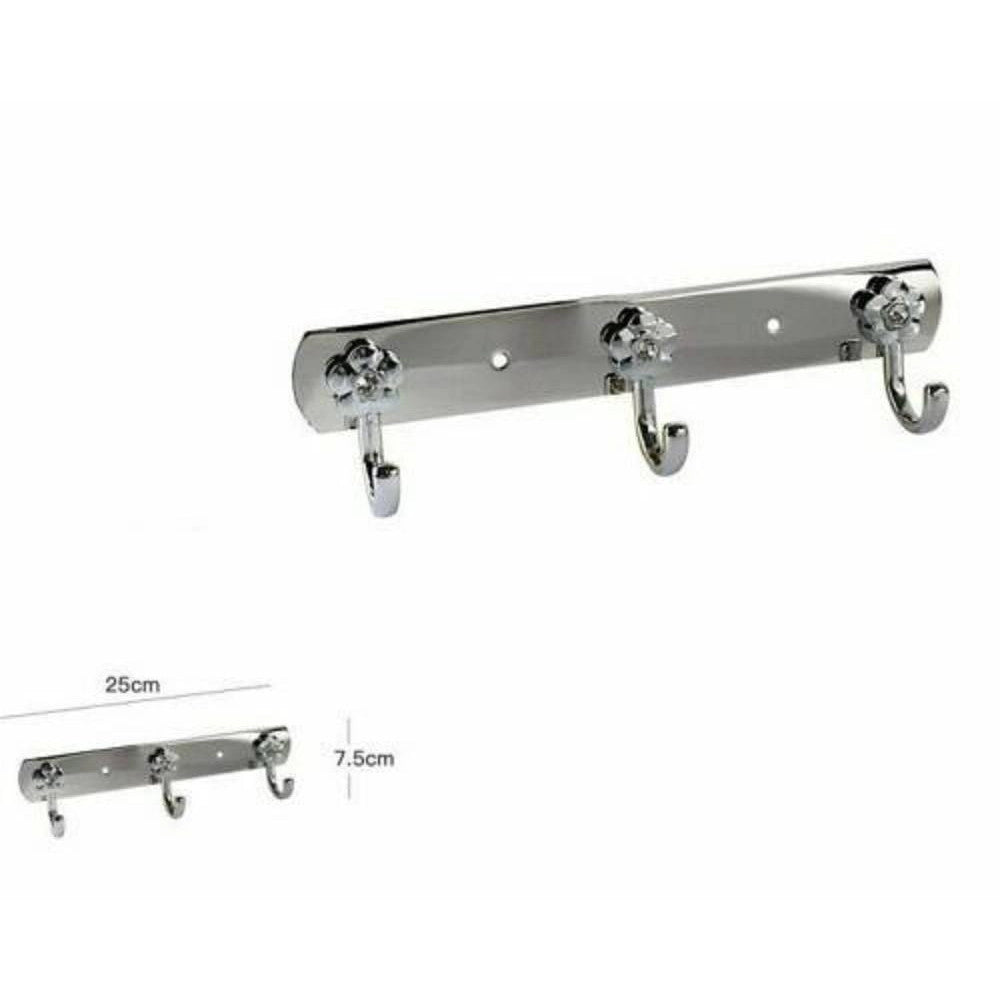 Trade Shop - Appendino 3 Ganci Fiori Fissaggio Parete Multiuso Acciaio Viti 25x7.5cm 52673 -