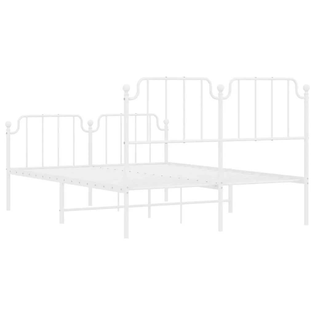 Giroletto con Testiera e Pediera Metallo Bianco 150x200 cm 373956