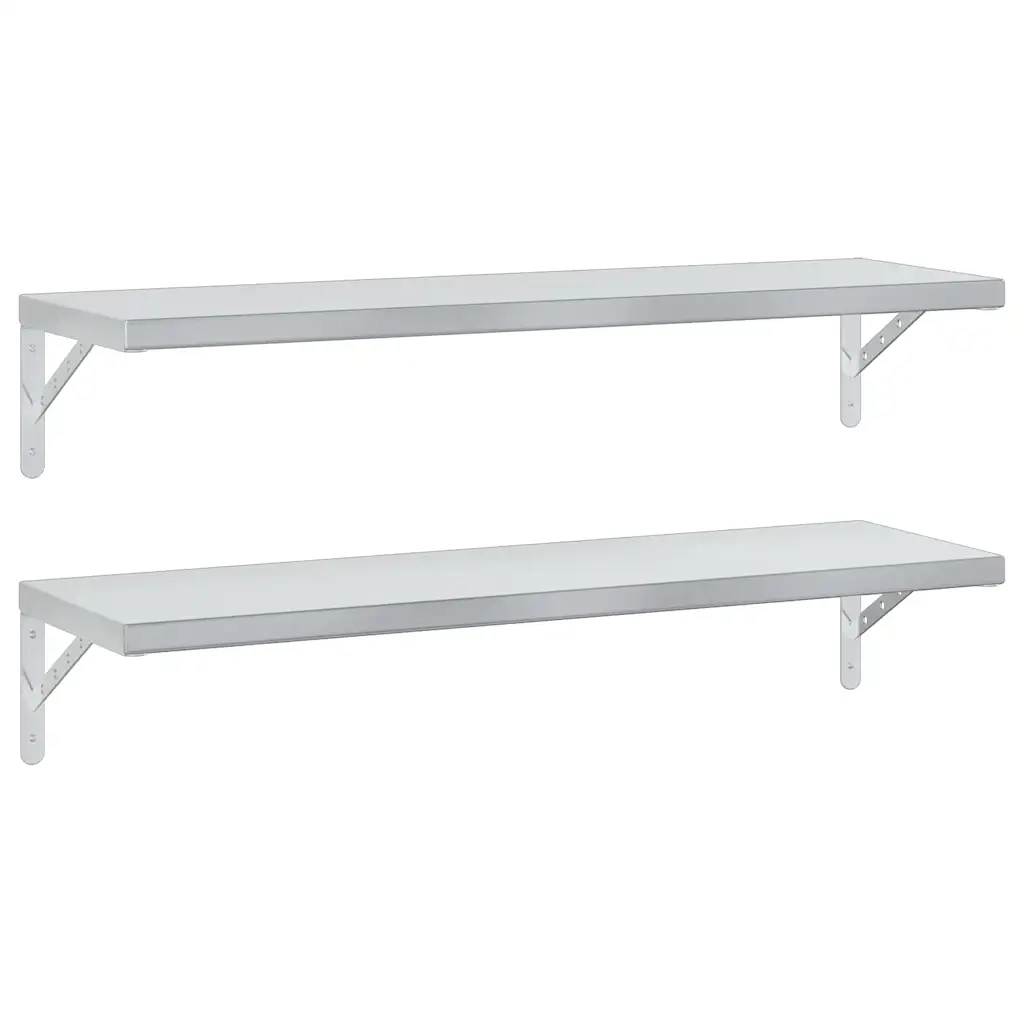 vidaXL Mensole a Muro 2 pz 100x30 cm Argento in Acciaio Inossidabile