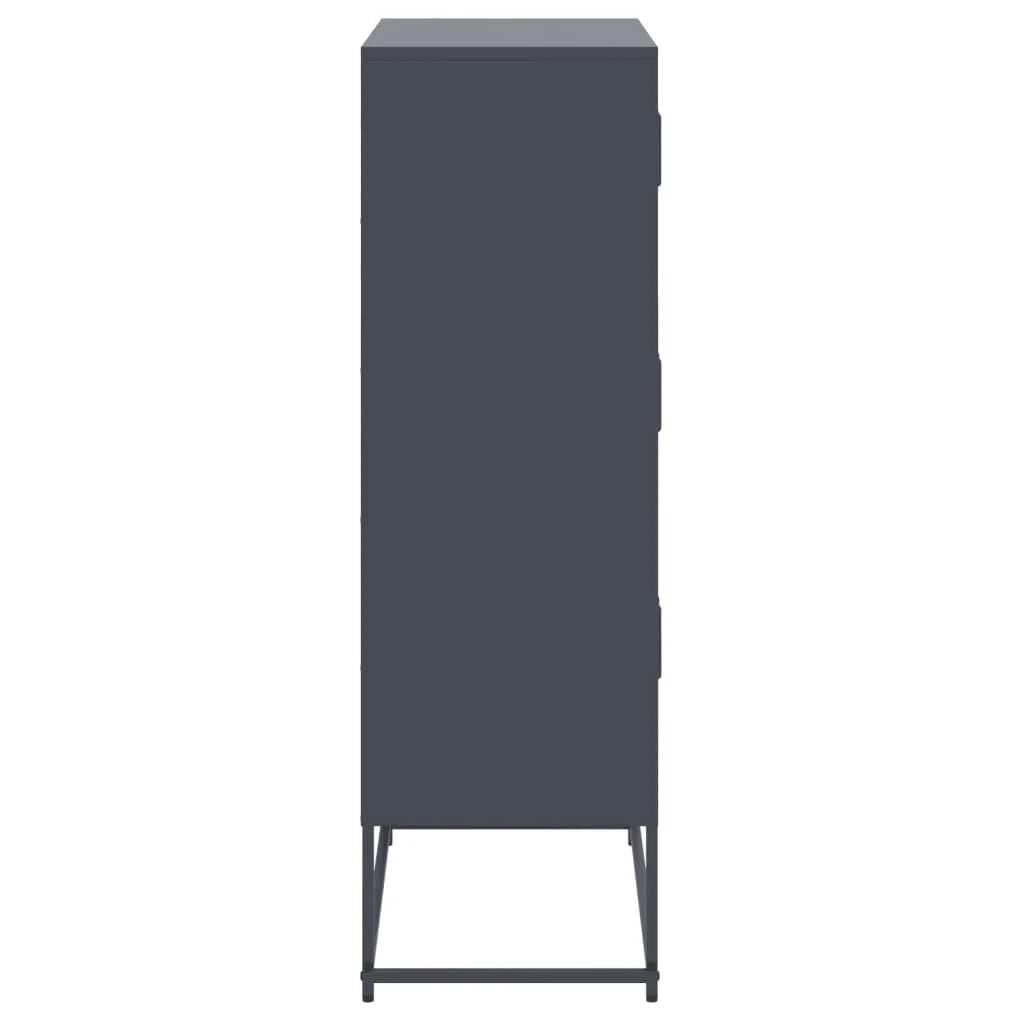 Buffet credenza cassettiera armadio mobile contenitore organizer per cucina soggiorno salotto 68,5 x 38,5 x 123,5 cm acciaio antracite 02_0029703