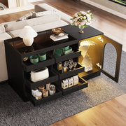Armadio con cassetti moderno - Zephmum- Nero, luce LED, 6 cassetti