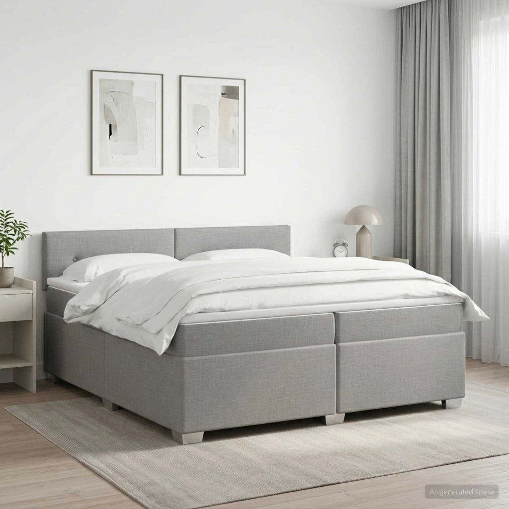 Letto box spring con materasso Grigio Chiaro 200 x 200 cm 3450558