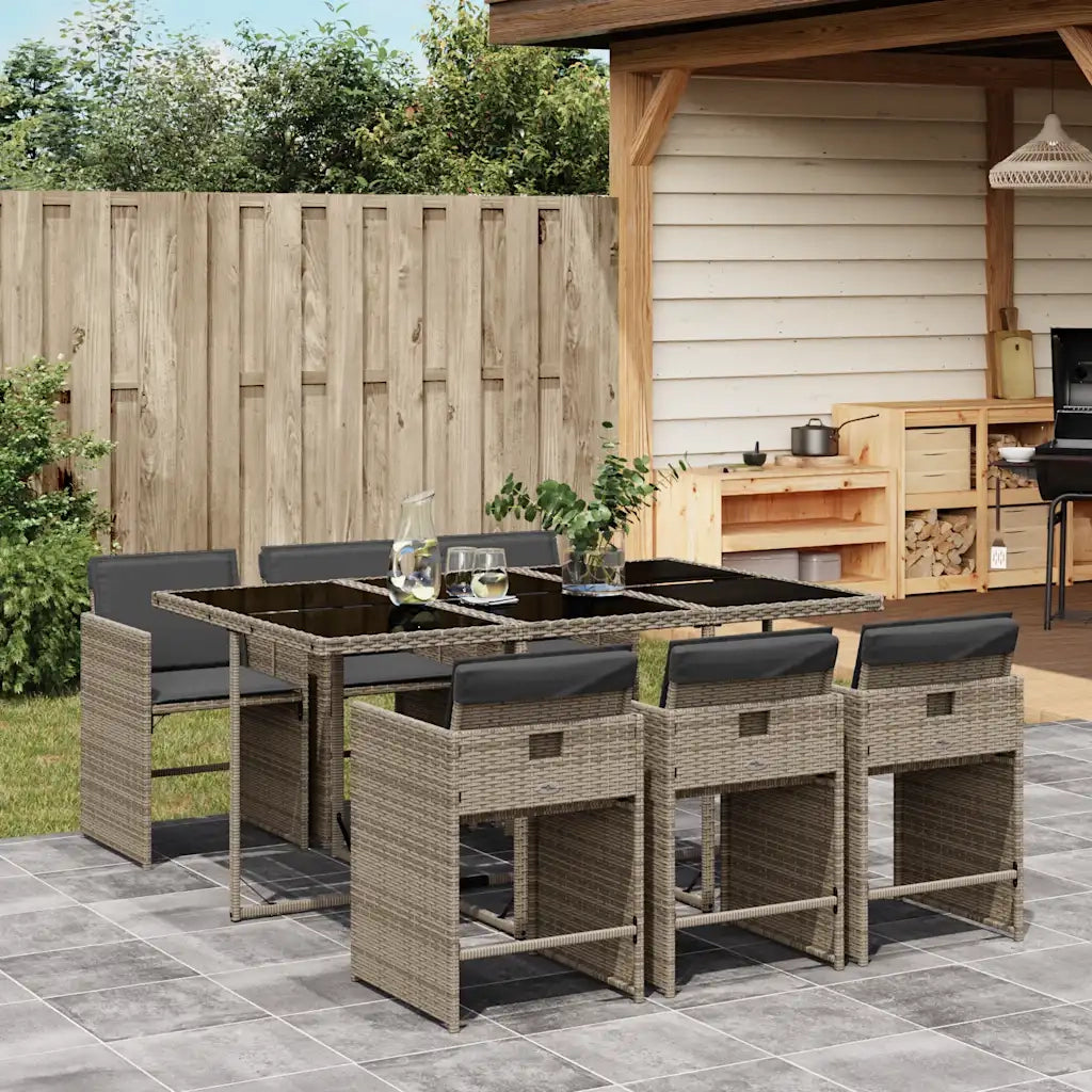 vidaXL Set da Pranzo da Giardino 7 pz con Cuscini in Polyrattan Grigio