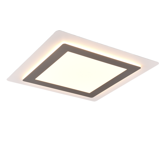 Plafoniera LED, metallo, nichel opaco, 45x4,2x45 cm, Morgan