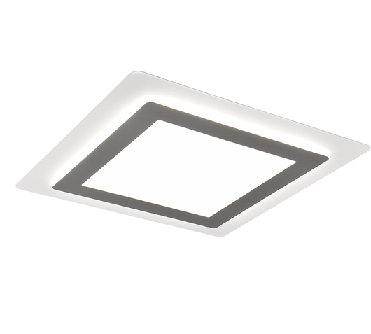 Plafoniera LED, metallo, nichel opaco, 45x4,2x45 cm, Morgan