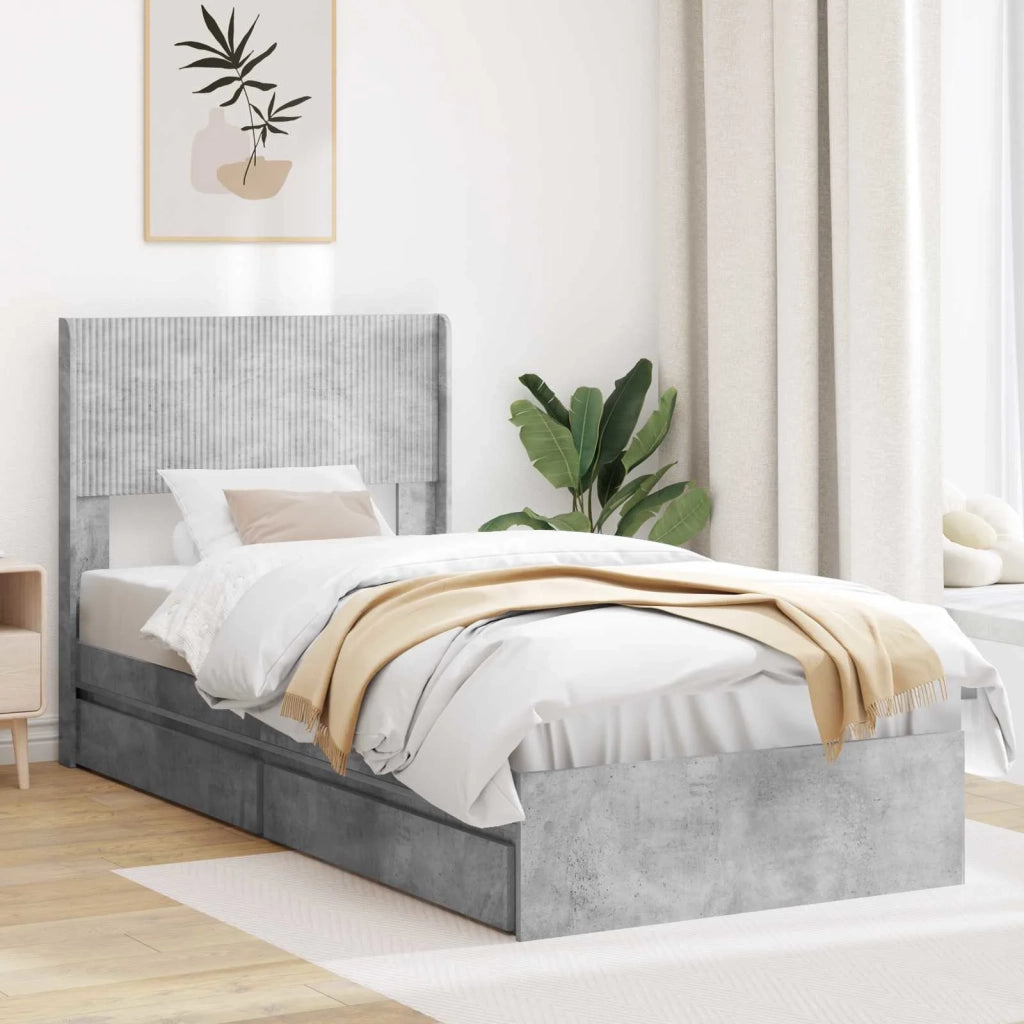 Struttura del letto con stoccaggio e testata Grigio Cemento 3414422
