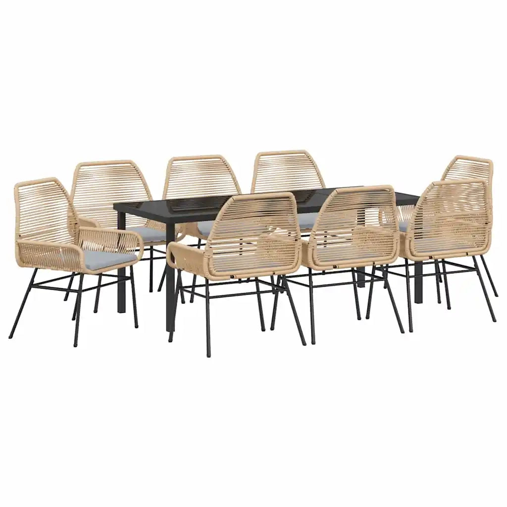 Set da Pranzo per Giardino con cuscino 9 pcs Marrone polyrattan 3380882