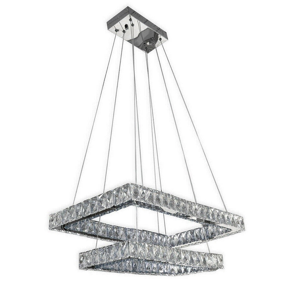 Trade Shop - Lampadario Moderno A Led 48w Con Cristalli Luce Bianchissima 6500k B12 -