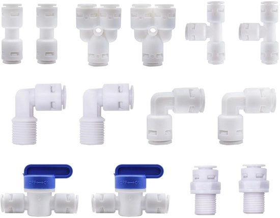 Fitting di accesso universale per filtro acqua RO - Installazione rapida - Bianco - Adatto per tubo della dispensa e tubo della doccia