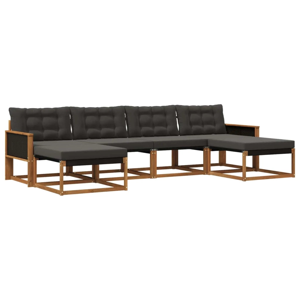 Set di divani da esterno 6 pz Naturale e Nero 3381592