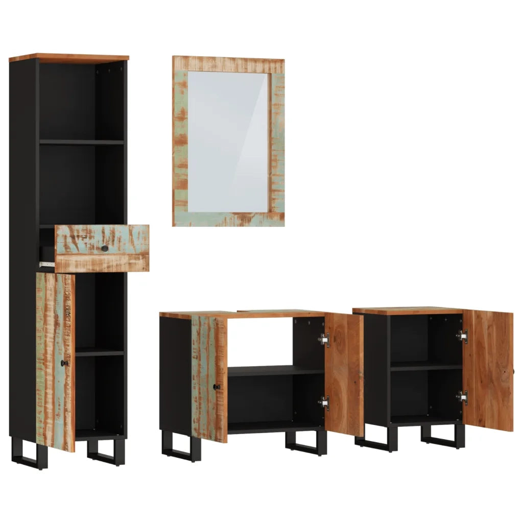 vidaXL Set Mobili da Bagno 4 pz in Legno Massello di Recupero