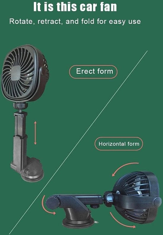 Ventilatore per auto con presa di aggancio e montaggio a parete - ricaricabile - ventilatore personale con rotazione a 360 gradi via USB