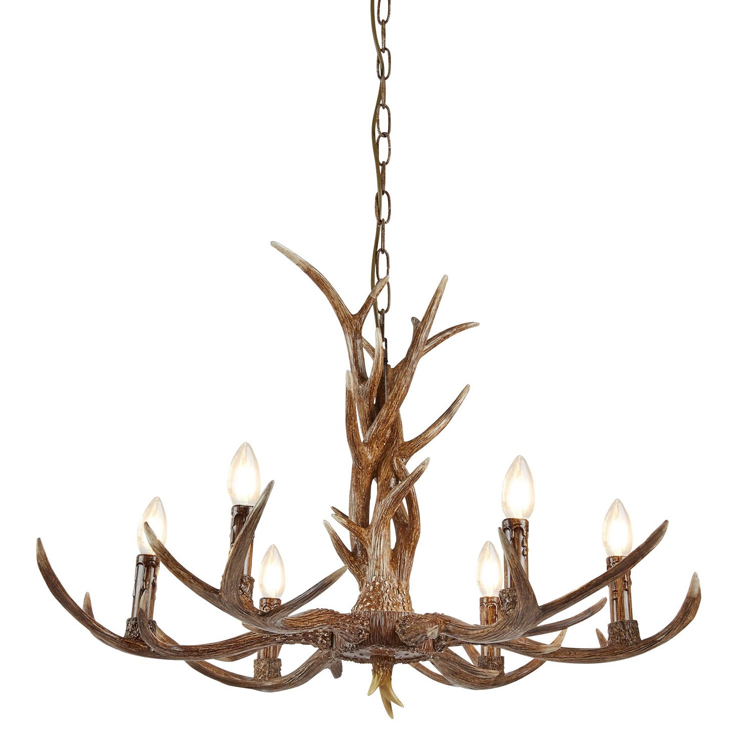 Lampadario Industrial-Nordico Stag Policarbonato Marrone 6 Luci E14