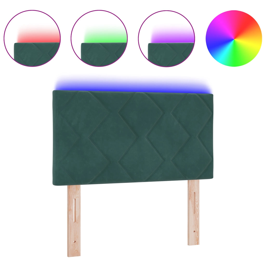 Testata LED Design Blocchi a Diamante Verde Scuro 80 cm Velluto