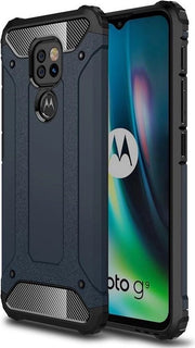 Copriphone per Motorola Moto G9 Play | Resistentente allo shock | Copriphone ibrido | Copriphone protettivo | Resistente allo shock | Protezione aggiuntiva | Blu