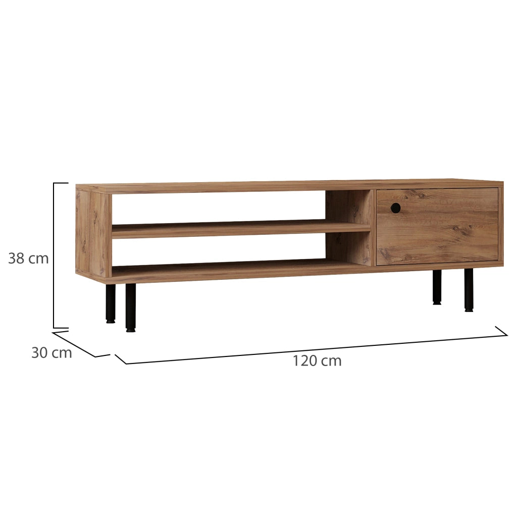 Metomaha, Mobile Porta tv un Ripiano, 120x30x38h cm Marrone Rovere