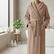 Satina, Accappatoio 100% Cotone con Cappuccio, Marrone Sabbia