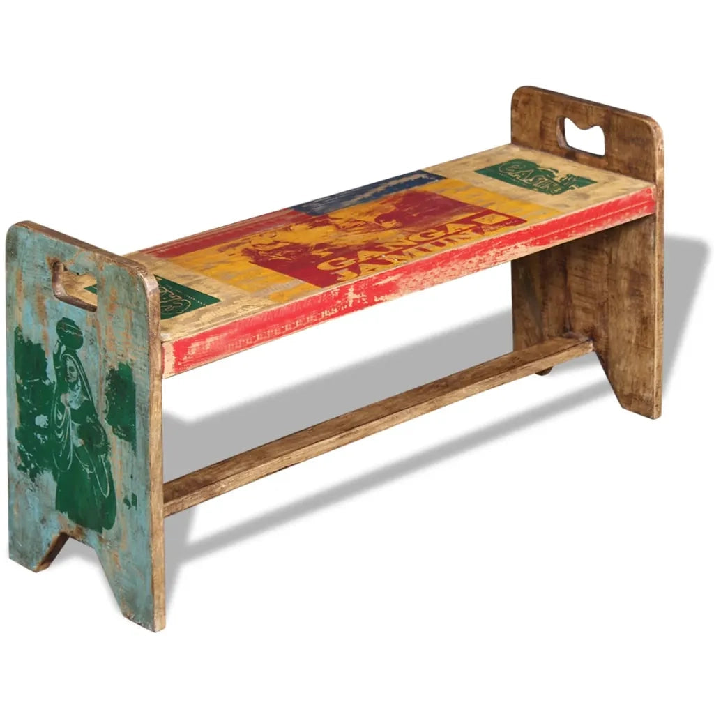 Panchina Cola in Legno Massello di Recupero 100x30x50 cm