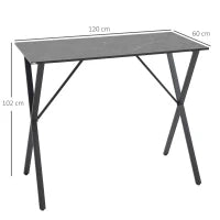 Bancone Bar Tavolo Alto Stile Industriale Effetto Marmo, Legno e Acciaio 120x60x102 cm, Nero