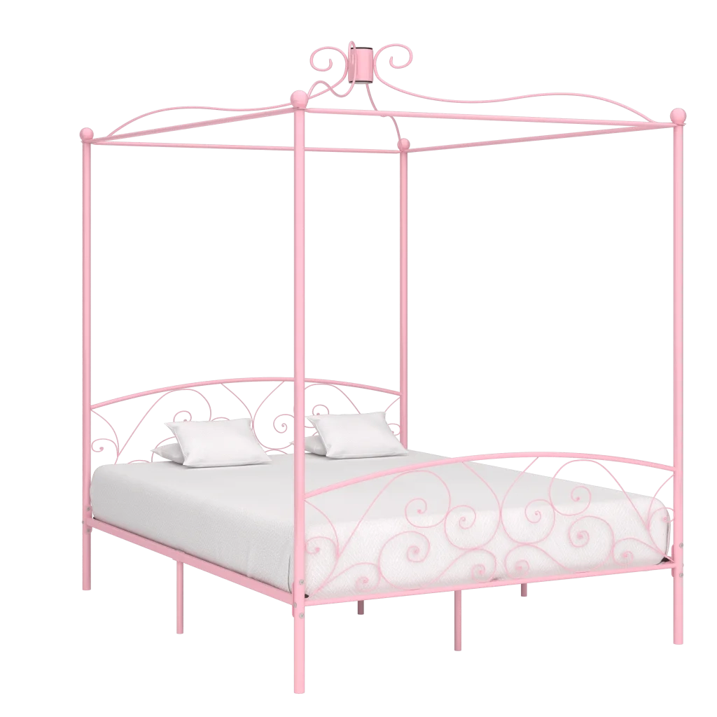 Letto a Baldacchino Rosa in Metallo 180x200 cm cod mxl 60067
