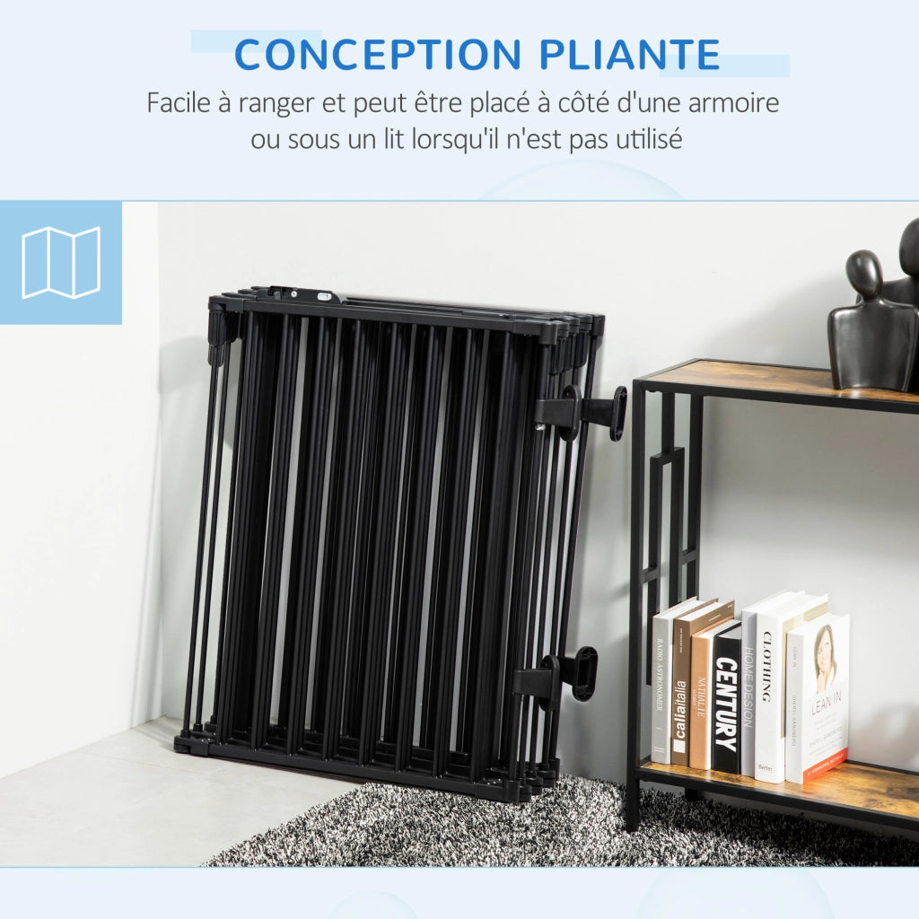 Barriera di sicurezza per camini recinto per cani pieghevole modulabile 8 pannelli con porta ¨C zephmum ¨C 482,5x76 cm nero