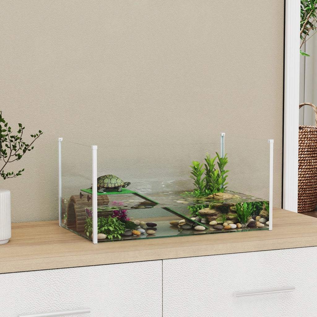 Terrario per Tartarughe con Rampa ¨C zephmum ¨C Bianco 60x35x28 cm
