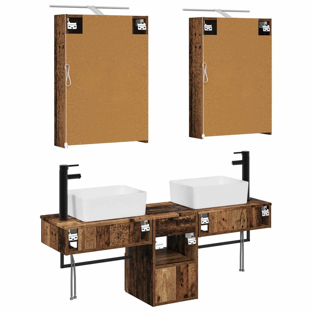 Set di Armadi da Bagno 5 pcs Legno antico 50 x 14,5 x 70 cm 3406317