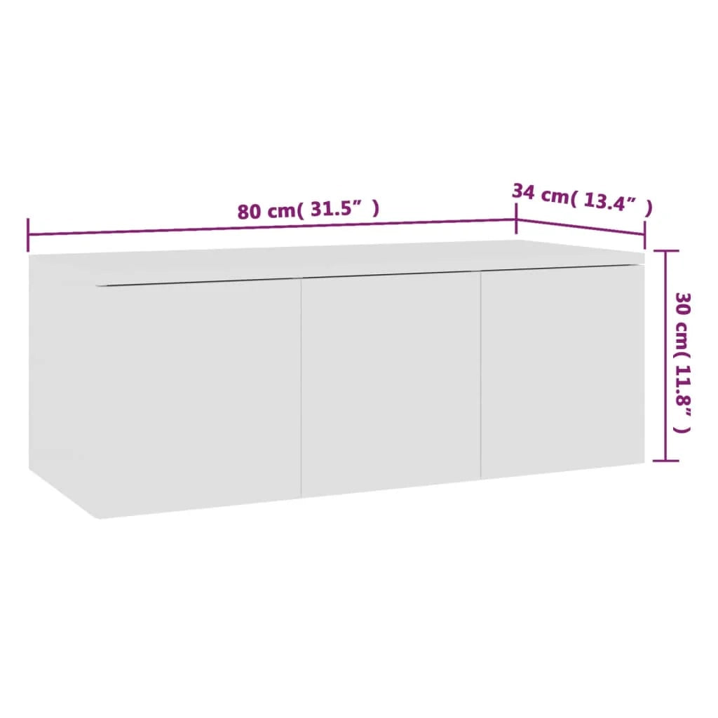 Mobile TV multimediale mensola TV credenza TV sala da pranzo soggiorno camera da letto 80 x 34 x 30 cm legno ingegnerizzato bianco 02_0026251