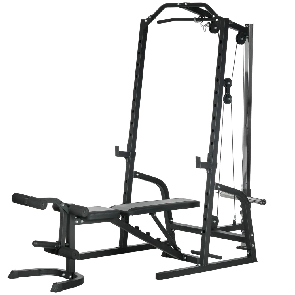 Torre di Potenza Multifunzione con Panca Addominali ¨C zephmum ¨C Nero, 152x105x212cm