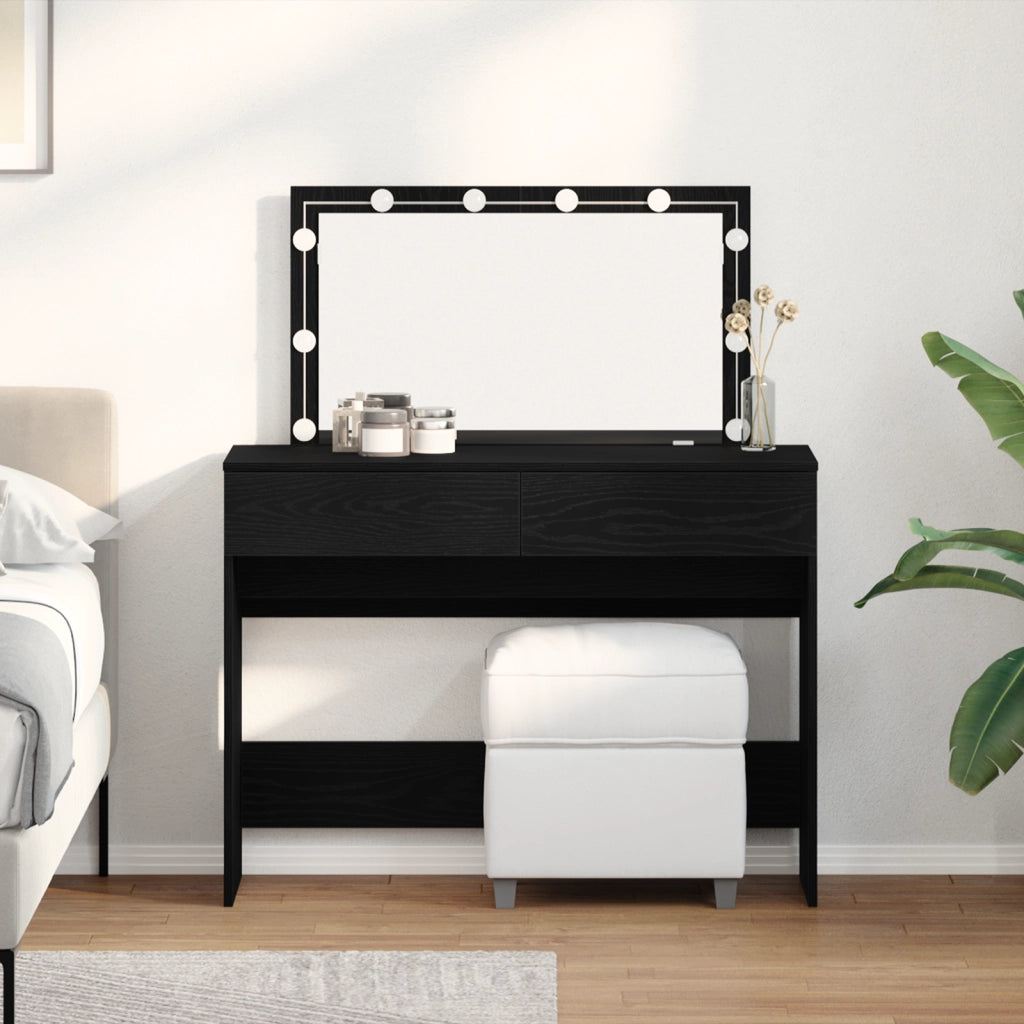 Tavolo da trucco con LED Rovere Nero 100x40x120 cm