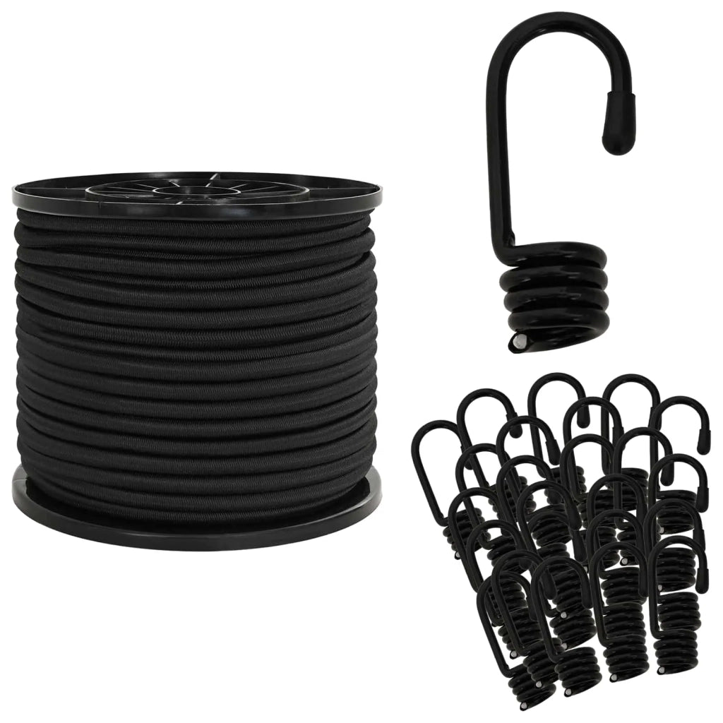 Corde Bungee con Ganci 8 mm Nero PP e gomma 42047662