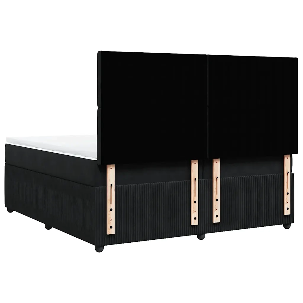 Giroletto a Molle con Materasso Nero 200x200 cm in Velluto