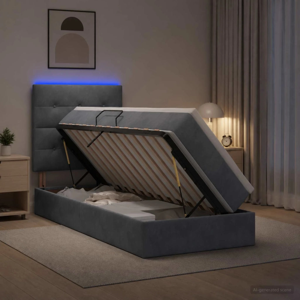 Letto con contenitore LED e materasso Grigio Scuro 90 x 200 cm 3460105