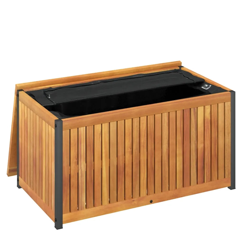 Scatola Cuscini da Esterno 85x45x45/53cm Legno Acacia e Acciaio 367608