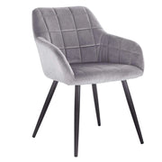 Sedia da pranzo in velluto con gambe in metallo a scacchi grigi 19_0000377