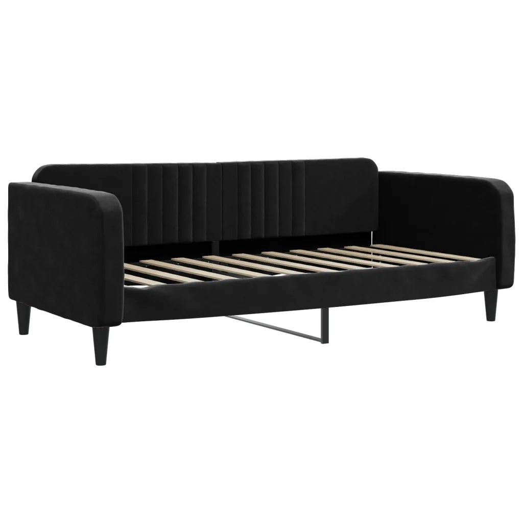 Divano Letto Estraibile con Cassetti-Sofa Letto-Daybed Nero 90x190 cm in Velluto 816151
